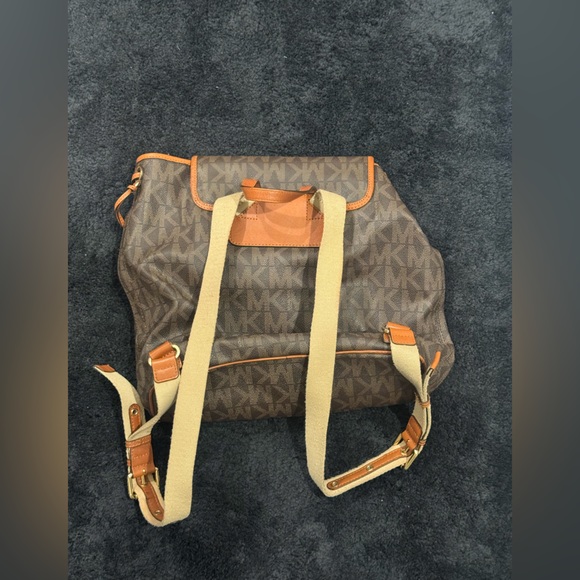 Michael Kors Brown and Tan Backpack with Leather Accents - Picture 2 of 4